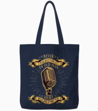 Unterschätzen Sie Niemals Einen Alten Mann Mit Einem Mikrofon - Tote Bags - Navy