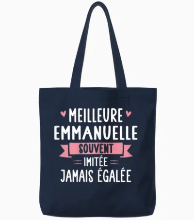 Unique Woman Humour Gift Personalized Name Emmanuelle T-Shirt, Black, Female X-Small Tote Bags - Navy