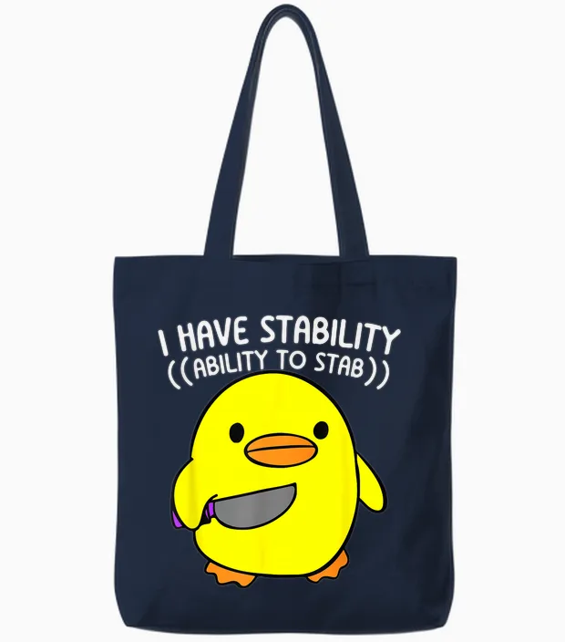 Lustige Ente Geschenke Sarkastische Meme Süße Chibi Ente Mit Messer Tote Bags in Navy