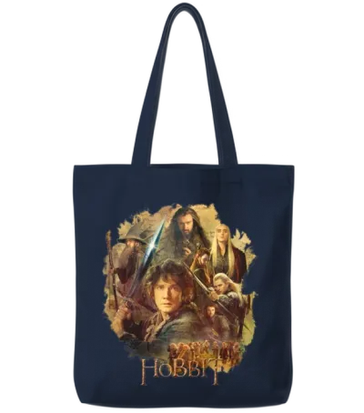 The Hobbit Characters Around Bilbo Baggins Tote Bags - Navy