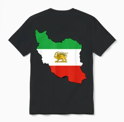 Iran Flag Lion and Sun Persian T-Shirt, Black Unisex T-Shirt - Black