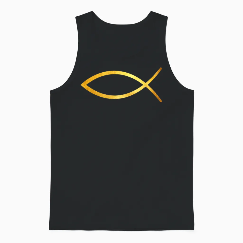 Ichthys / Ichthus / the Jesus Fish Unisex Tank Top in Black
