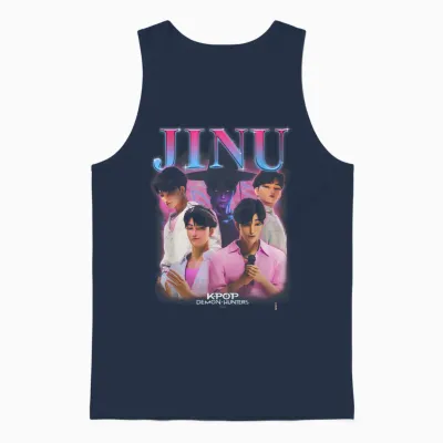Kpop Demon Hunters Jinu Heartthrob Officially Licensed Unisex Tank Top - Navy