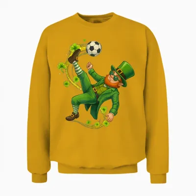 Soccer St Patricks Day Leprechaun Saint Patricks Boys Unisex Sweatshirt - Gold