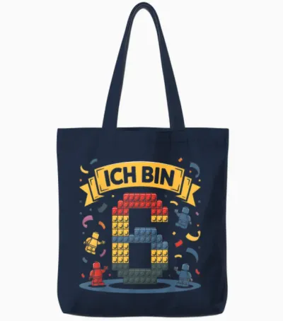 Ich Bin 6 Bausteine 6 Geburtstag Jungen Mädchen Geburtstag Tote Bags - Navy