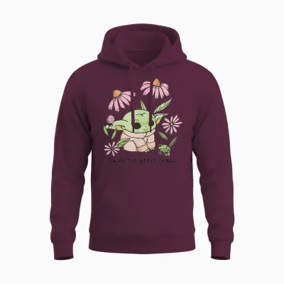 Star Wars: the Mandalorian Grogu Enjoy the Little Things Unisex Hoodie - Maroon