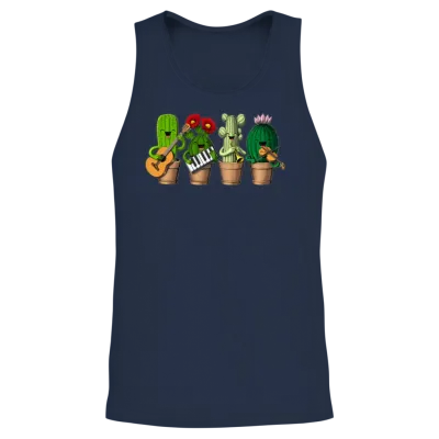 Funny Cactus Unisex Tank Top - Navy