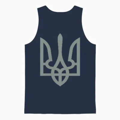 Ukraine Symbol Ukrainian Trident Emblem Tryzub T-Shirt, Black, S Unisex Tank Top - Navy