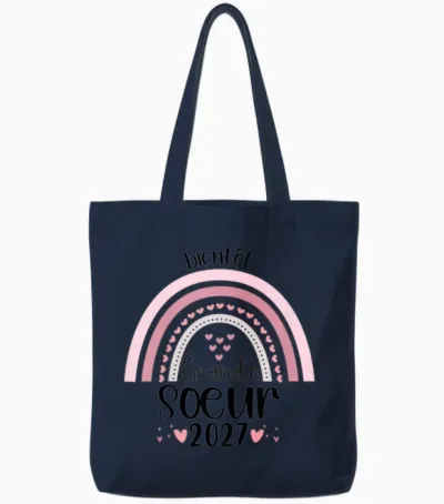 Child Soon Big Sister 2027 Future Big Sister Tote Bags - Navy