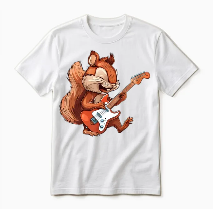 Rock Squirrel Guitarist Band Music Unisex T-Shirt in White
