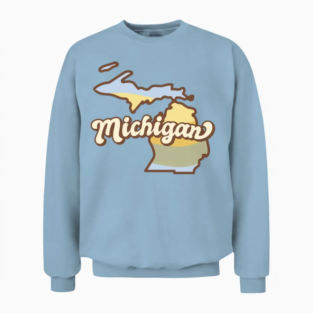 Michigan Retro Unisex Sweatshirt - Light Blue
