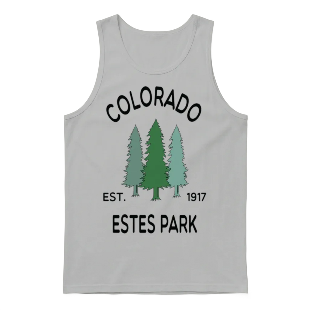Retro Cool Estes Park Colorado Mountains Pine Unisex Tank Top - Ash