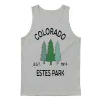 Retro Cool Estes Park Colorado Mountains Pine Unisex Tank Top - Ash – 1