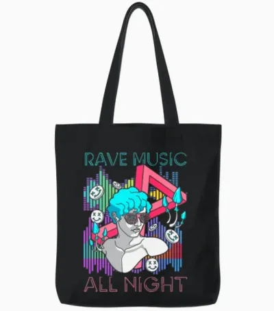 Techno House Music Music Dubstep Tote Bags - Black