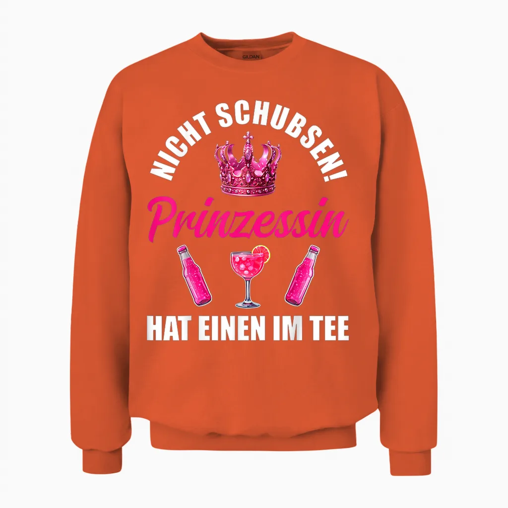 Princess Not Pushing Jga Party Mallorca Malle Saufen T-Shirt, Black Unisex Sweatshirt in Orange