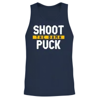 Shoot the Damn Puck Hockey Unisex Tank Top - Navy – 2