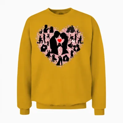 Valentines Day Couple Love Heart Shape Design Unisex Sweatshirt - Gold