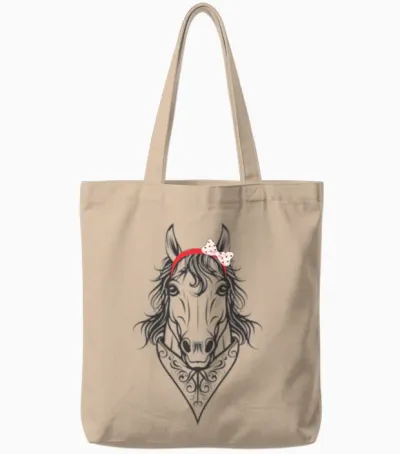 Horse Bandana T Shirt for Horse Lover Tote Bags - Natural