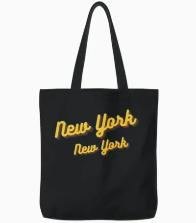 New York Retro Tote Bags - Black