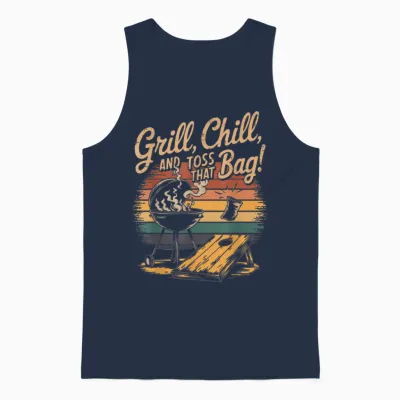 Lustiges Bbq -Bier Cornhole Unisex Tank Top - Navy