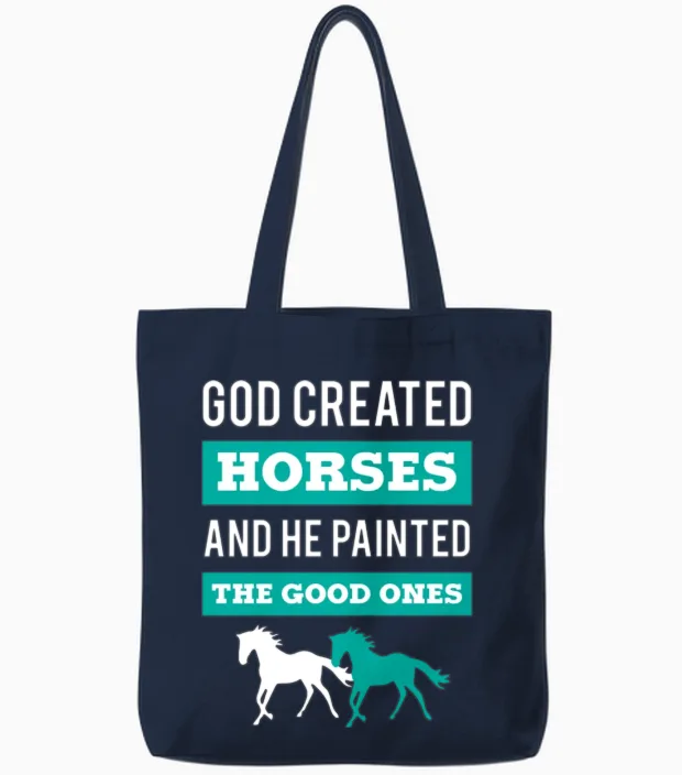 Equestrians with a Painted Horse Tote Bags in Navy