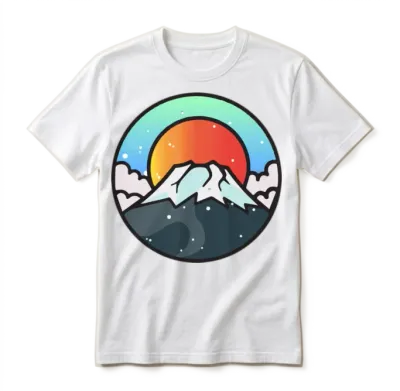 Vintage Mountain Sunset - Snowy Mountain Design Unisex T-Shirt - White