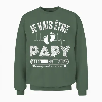 Je Vais être Papy En 2026 Annonce Grossesse Originale Unisex Sweatshirt - Military Green