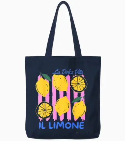 Lemon La Dolce Vita Il Limone Tote Bags - Navy