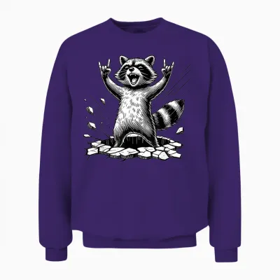 Rocking Raccoon Music Rock Cool Devil Horns Greetings Devil Unisex Sweatshirt - Purple