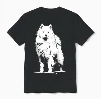 Motif Chien Samoyède Manche Longue Unisex T-Shirt - Black