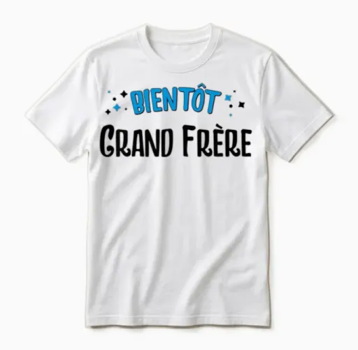 Child Future Big Brother 2025 Je Vais Etre Big Brother Surprise T-Shirt, White, 2 Unisex T-Shirt in White