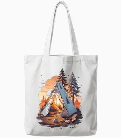Fanny Tent Design . Cool Sunset in the Forest Tote Bags - White
