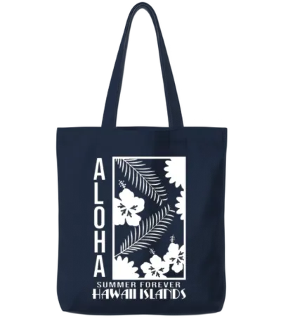 Fresh Hawaiian Style Tshirt Design Hawaii Island Tote Bags - Navy