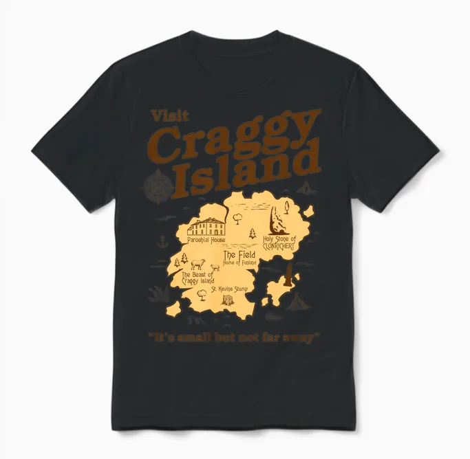 Visit the Map of Craggy Island โ It's Small but Not Far Long Sleeve, Grey, S Unisex T-Shirt in Black