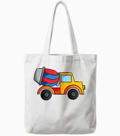 Construction Site Concrete Mixer Tote Bags - White