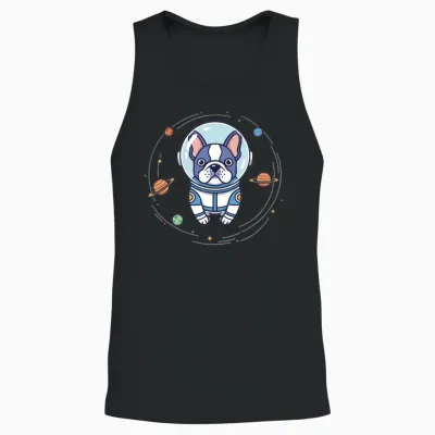 Cosmic Pup in Space Suit Unisex Tank Top - Black
