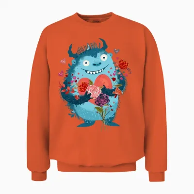 Cute Funny Monster Unisex Sweatshirt - Orange