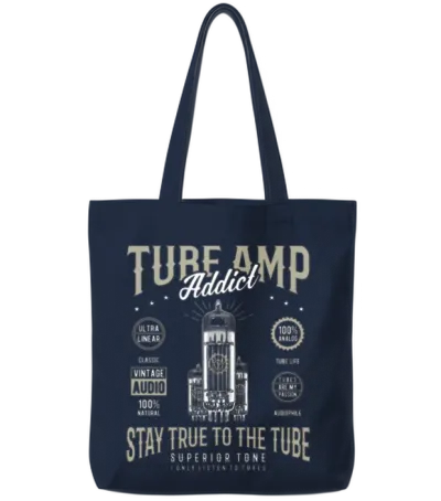 Vintage Vacuum Tube Guitar Amplifier Tube Amp Tote Bags - Navy