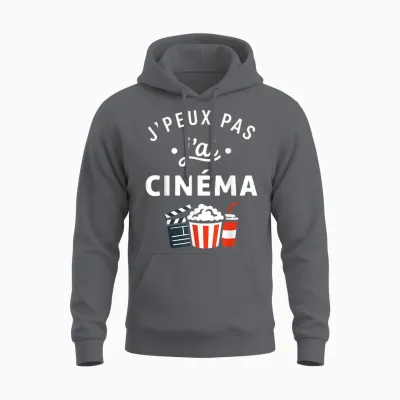 Citation Humour Film Soirée Ciné J’peux Pas J’ai Cinéma Unisex Hoodie - Charcoal