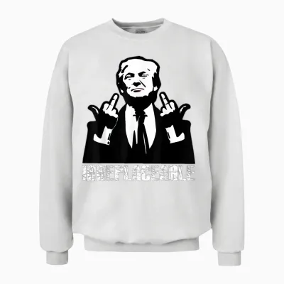 Trump, the President's Irreplaceable Middle Finger T-Shirt, Black, S Unisex Sweatshirt - White