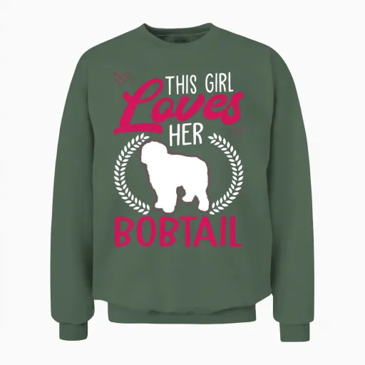 This Girl Loves Her Bobtail Unisex Sweatshirt in Military Green