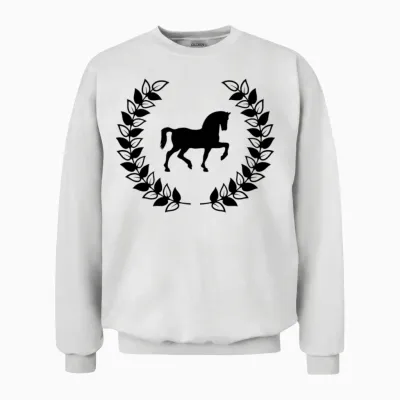 Horse Laurel Wreath Unisex Sweatshirt - White