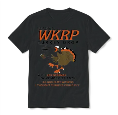 First Anuual Wkrp Turkey Drop with Les Nessman Unisex T-Shirt - Black