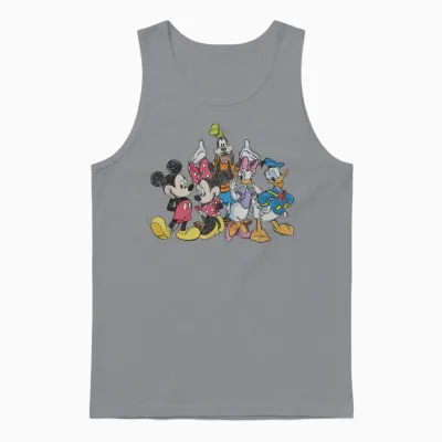 Disney Mickey Mouse and Friends Short Sleeve Unisex Tank Top - Sport Grey