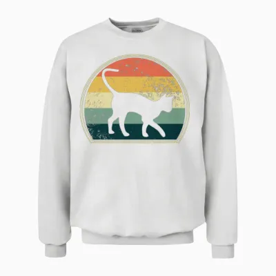 Retro Vintage Halloween Cat Unisex Sweatshirt - White