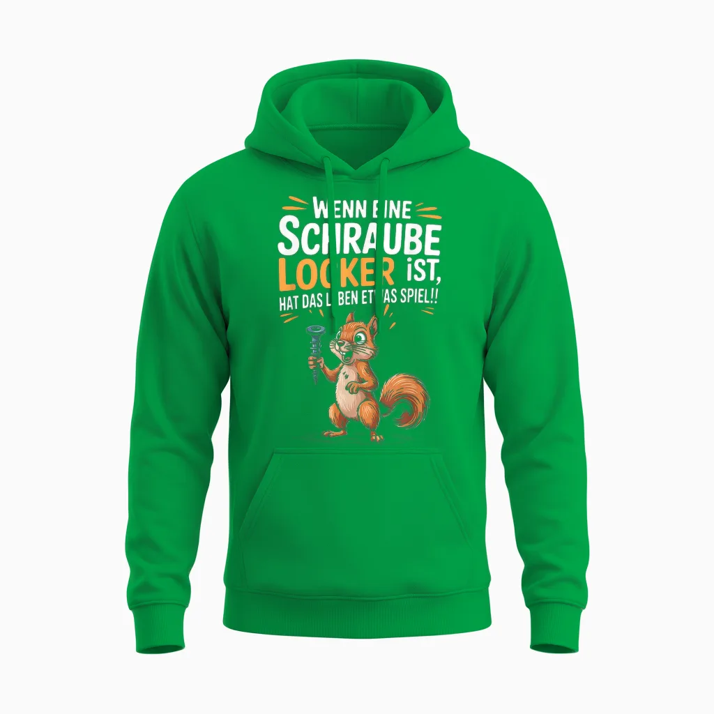 Eichhörnchen Spruch Lustig Schraube Locker Humor Handwerker Unisex Hoodie in Irish Green