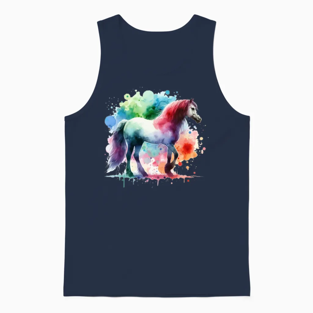 Horse Colorful Lovers Unisex Tank Top in Navy