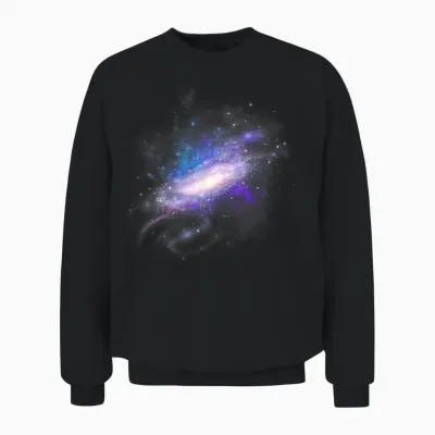 Galaxy Space Planets Universe Stars Moon Astronomer T-Shirt, Black Unisex Sweatshirt - Black
