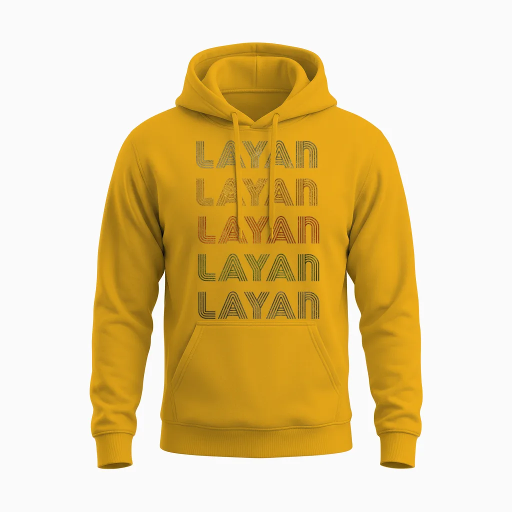 Layan Love Heart Vintage Style Black Layan Unisex Hoodie in Gold