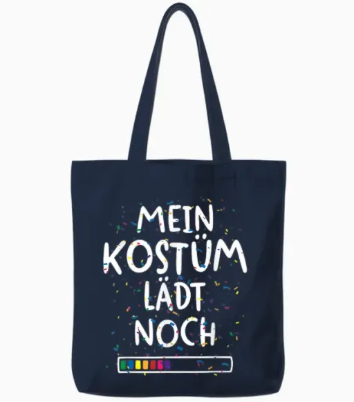 Mein Kostüm Lädt Noch Ladebalken Fancy Dress Costume Carnival T-Shirt, Black, S Tote Bags in Navy